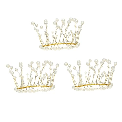 KONTONTY Perle Krone Kuchen Ornament Metall Kuchen Topper Kuchen Dekorationen Dessert Geburtstag Kuchen Zubehör von KONTONTY