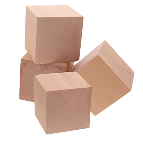 KONTONTY 4 Stck. Unbehandelte Holzklötze Quadratische Blanko Holzwürfel für Bastelarbeiten DIY und Projekte Natürliche Holzbausteine für Erwachsene KONTONTY 4 Stck. Unbehandelte Holzklötze Quadratische Blanko Holzwürfel für Bastelarbeiten DIY und Projekte Natürliche Holzbausteine für Erwachsene von KONTONTY