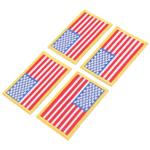 KONTONTY 4 Stück Amerikanische Flagge Aufnäher zum Aufbügeln Bestickte DIY Reparatur Patches für Kleidung Jeans Rucksäcke und Taschen Selbstklebende Flexible Textilapplikationen von KONTONTY