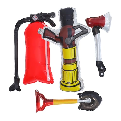 KONTONTY 4stücke Feuerwehr- Luftballons Inflatable Feuerlöscher Feuerwehrmann Und Zubehör Für Geburtstags Und Themenpartys Aluminiumfolie Dekoration Für Feuerwehr-fans von KONTONTY