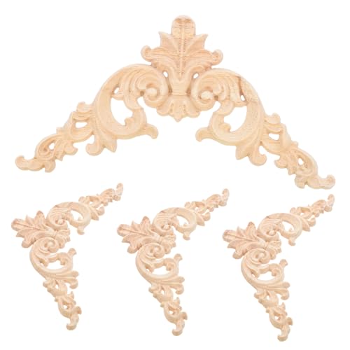 KONTONTY 4 Stück Holzapplikationen Möbel Dekoration Unlackierte Holzschnitzerei Ornamente für Möbel Schranktüren Spiegel und Wände Europäischer Stil KONTONTY 4 Stück Holzapplikationen Möbel Dekoration Unlackierte Holzschnitzerei Ornamente für Möbel Schranktüren Spiegel und Wände Europäischer Stil von KONTONTY