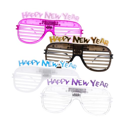 KONTONTY 4 Stück LED Partybrille für Silvester Lustige Neue Jahr Brillen mit Kreativem Design für Unvergessliche Feiern Geeignet für Nachtveranstaltungen und Partys von KONTONTY