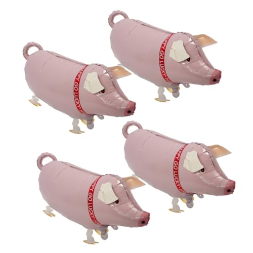 KONTONTY 4 Stück Luftballons mit Charmante Walking Pig Folienballons für Partys Lustige Schwein Ballon Deko Leicht und Wiederverwendbar für Geburtstagsfeiern und Farm Themen von KONTONTY