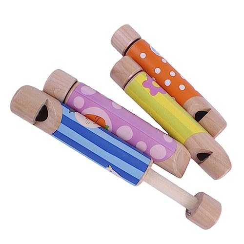 KONTONTY 4 Stück Pfeife ziehen Cartoon-Pfeife-Spielzeug gleiten kinderinstrumente kinder musikinstrumente Spielset aus Holz Kinderspielzeug Musikinstrumente für Kinder Holzrutsche draussen von KONTONTY