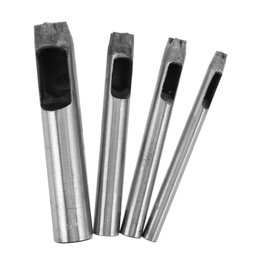 KONTONTY 4 Stück Punch -Werkzeug Locher zum Basteln kleiner Lochpunsch Gürtelschlag Craft Hole Punch Schlitzlocher stoff locher Punschwerkzeug Lederloch Stahl Silver von KONTONTY