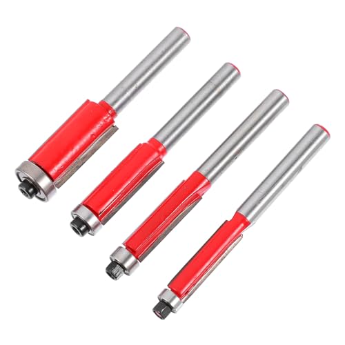KONTONTY 4 Stück Rand Trimmer Messerkopf Geriffelt Holzbearbeitung Schneiden Bündige Fräser Spülen Hartmetall Fräser Trimmen Rot Messerkörper 45# Kohlenstoffstahl von KONTONTY