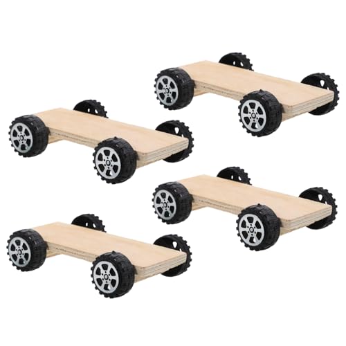 KONTONTY 4 Stück Unlackierte Holzautos Holz-DIY-autospielzeug Zum Bemalen Bastelprojekte Für Kinder Und Erwachsene Holzspielzeugautos Mit Rädern Heimaktivitäten von KONTONTY