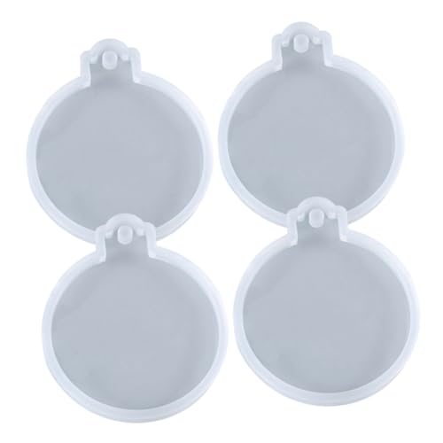 KONTONTY 4 Stück Teiliges Silikonform für DIY Weihnachtsanhänger Rund Flexible Epoxidharz Gießform Wiederverwendbar Reißfest Leicht zu Reinigen für Schlüsselanhänger und Dekorationen von KONTONTY