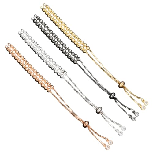 KONTONTY 4 Stück Verstellbares Armband auto schlüsselanhänger Armreif aus Roségold Armbänder mit Perlen Tennisarmbänder gold bracelet armreifen gold Halbfertiges Armband Schmuckzubehör KONTONTY 4 Stück Verstellbares Armband auto schlüsselanhänger Armreif aus Roségold Armbänder mit Perlen Tennisarmbänder gold bracelet armreifen gold Halbfertiges Armband Schmuckzubehör von KONTONTY