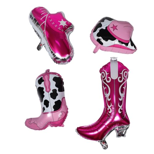 KONTONTY 4 Stück Western-cowgirl-ballons Cowgirl-stiefel-ballon Cowboy-dekorationen Cowboystiefel-ballons Bachelorette Luftballons Cowgirl-stiefelballons Aluminiumfolie von KONTONTY