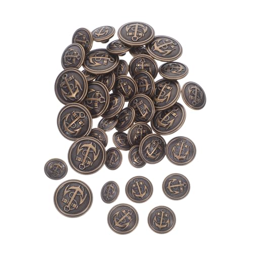 KONTONTY 40 Stück Teiliges Metallknopf Set Vintage Kupfer Knöpfe für Blazer Jacken Mäntel Runde Dekorative Nähknöpfe mit Verstärkten Löchern Polierte Oberfläche Vielseitig für Handwerk und von KONTONTY