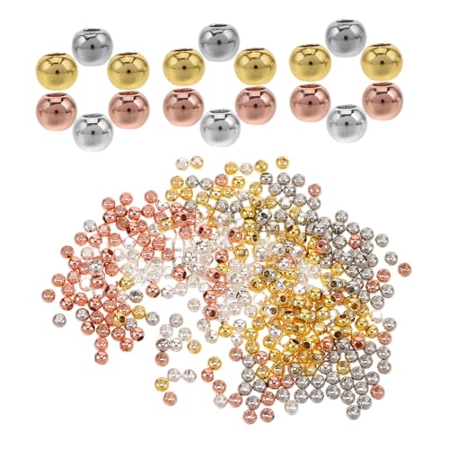 KONTONTY 400 Stück Metall Abstandshalter Glatte Perlen Schmuck Große Löcher Metallperlen Runde Perlen Für Armbänder Winzige Für Armbänder Glatte Runde von KONTONTY