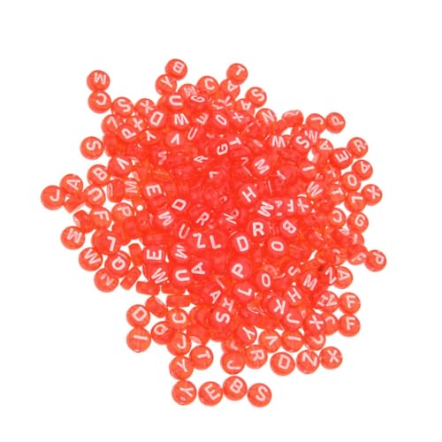 KONTONTY 400Stücke Acryl Buchstabenperlen Rot Diy Zubehör für Schmuckherstellung Bastelbedarf Dekorative Perlen für Armbänder und Mehr Zufällige Farben und Muster von KONTONTY