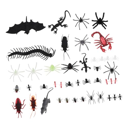 KONTONTY 44 Stück Teiliges Halloween Deko Realistische Kunststoff Insekten Spinnen Skorpione Fledermäuse für Party Deko und Streiche Detailgetreu Vielseitig für April Fools und Halloween von KONTONTY