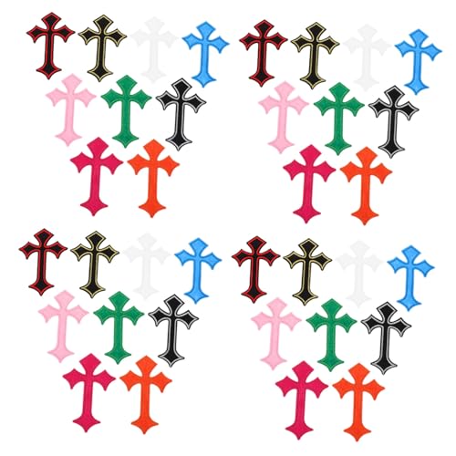 KONTONTY 45 Stück Kreuz Aufnäher Für Rucksäcke Bestickte Stoffaufnäher Hüte Kreuz Aufnäher Gestickte Applikationen Für Kleidung Zum Aufnähen Bestickte von KONTONTY