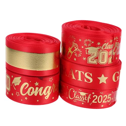 KONTONTY 5 Rollen Geschenkband Aus Polyester, 4,5 M, Diy-schleifenband Für Abschlussfeiern, Band Für Die Abschlusssaison Zum Verpacken Von Geschenken, Basteln Von Blumensträußen von KONTONTY