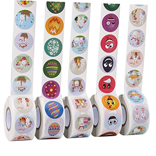 KONTONTY 5 Rollen Osteraufkleber sehr Party klein Bausatz Dekorationen Thema Eieraufkleber Scrapbooking-Klebeband für Haustiere dekoratives Klebeband Eier Aufkleber Kupferplattenaufkleber von KONTONTY
