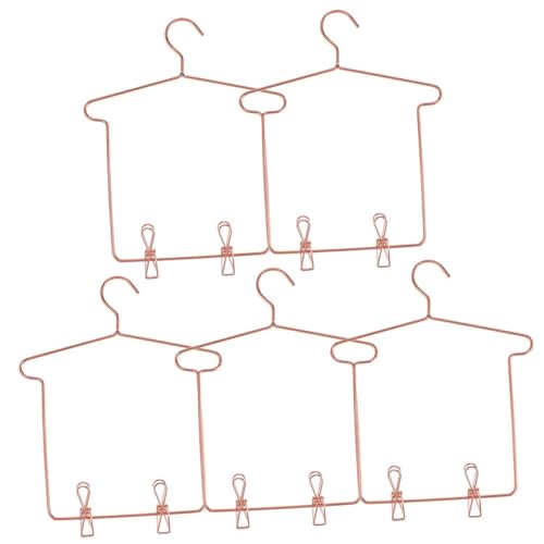 KONTONTY 5 Sätze Mini Kleiderbügel für Puppen Teiliges aus Roségold zum Aufhängen von Puppenoutfits und Kleidung Perfektes Zubehör für Puppenhausmöbel und Kreatives von KONTONTY