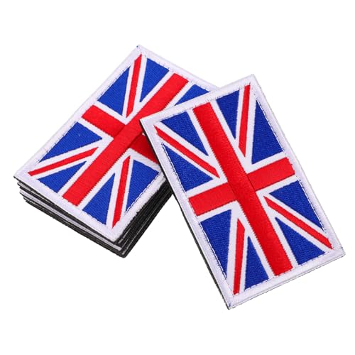KONTONTY 5 Stück Handbestickte Uk Flaggen Aufnäher zum Aufnähen für Kleidung Hüte Rucksäcke Langlebige Stoffapplikationen mit Union Jack Motiv Vielseitig für DIY Modeaccessoires von KONTONTY
