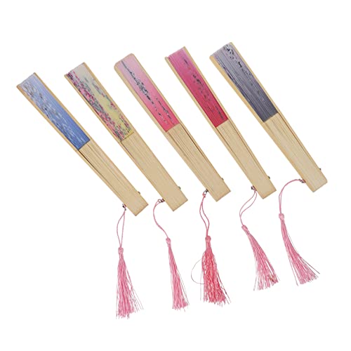 KONTONTY 5 Stück Japanische Faltfächer mit Blumenmuster Vintage Handfächer aus Tragbar für Outdoor und Indoor Design mit Quaste Vielseitig Einsetzbar KONTONTY 5 Stück Japanische Faltfächer mit Blumenmuster Vintage Handfächer aus Tragbar für Outdoor und Indoor Design mit Quaste Vielseitig Einsetzbar von KONTONTY