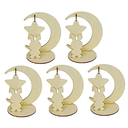 KONTONTY 5 Stück Mond-Kaninchen-Verzierung holzbastelsets für kindergeburtstags mitgebsel Mondhase Zusammenbau Puzzle für Montagemodell 3D-Puzzle-Montagespielzeug KONTONTY 5 Stück Mond-Kaninchen-Verzierung holzbastelsets für kindergeburtstags mitgebsel Mondhase Zusammenbau Puzzle für Montagemodell 3D-Puzzle-Montagespielzeug von KONTONTY