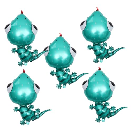 KONTONTY 5 Stück Niedlicher Gecko Folienballon für Geburtstagsfeiern Aufblasbare Tierballons Party Deko für Drinnen und Draußen von KONTONTY