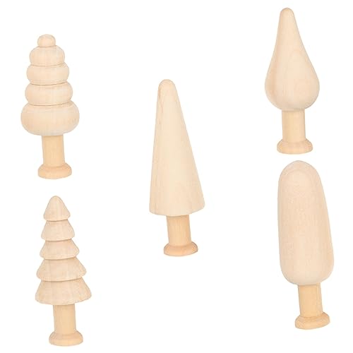 KONTONTY 5 Stück Teiliges DIY für Mini Holzbaum Dekorationen Unbehandelte Holzornamente zum Bemalen für Kreative Bastelprojekte für Home Decor und Partys von KONTONTY
