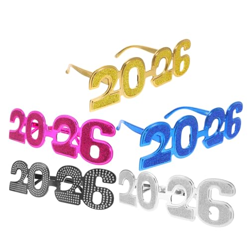 KONTONTY 5 Stück Teiliges Glitzerbrille Silvester Partybrillen Unzerbrechlich Pc Material Retro Design für Neujahr Abschlussfeier Geburtstagsfeiern Vielseitige Party-deko und Fotorequisiten KONTONTY 5 Stück Teiliges Glitzerbrille Silvester Partybrillen Unzerbrechlich Pc Material Retro Design für Neujahr Abschlussfeier Geburtstagsfeiern Vielseitige Party-deko und Fotorequisiten von KONTONTY