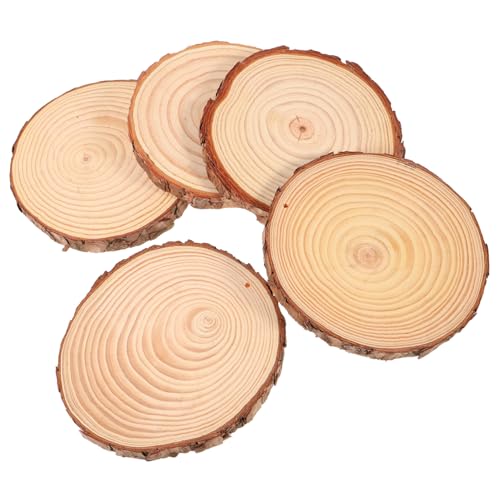KONTONTY 5 Stück Teiliges Rustikale Holzscheiben Dicke Naturbelassene Holzscheiben für DIY Bastelprojekte Kreative zum Bemalen Hochzeit und Wohnraumdekoration von KONTONTY
