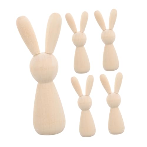 KONTONTY 5 Stück Unbearbeitete Holz Hasen Figuren Diy Holz Dekoration für Tisch Bastelprojekte Unbemalte Deko für Ostern Partys und Mehr KONTONTY 5 Stück Unbearbeitete Holz Hasen Figuren Diy Holz Dekoration für Tisch Bastelprojekte Unbemalte Deko für Ostern Partys und Mehr von KONTONTY