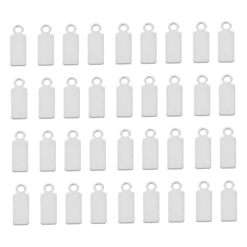 KONTONTY 50 Stück Blanko Anhängeranhänger Schmuckanhänger Metallanhänger Rechteckiger Stempel Leere Lünette Anhängertabletts Rechteckiger Verbindungsanhänger Stempelmetallblock von KONTONTY