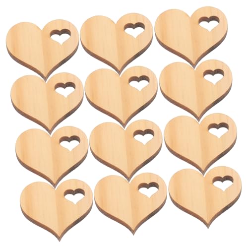 KONTONTY 50 Stück Holzherzen Unfertige Holzverzierungen für DIY Bastelmaterial Dekoration für Hochzeit und Valentinstag Holzscheiben zum Basteln Herzform Holzstücke von KONTONTY