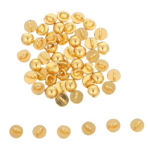 KONTONTY 50 Stück Mini Metall Pilzknöpfe Rund Schaftknöpfe für DIY Puppenkleidung Blazer und Handarbeiten Goldfarbene Mini Knöpfe zum Nähen von Puppenkleidern und Stofftieren von KONTONTY