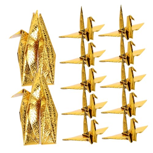 KONTONTY 50 Stück Origami Girlande Perlmutt Gold Papier Mobile Dekoration für Hochzeiten Feiertage Büro Kleine Räume Symbolischer Glücksbringer von KONTONTY