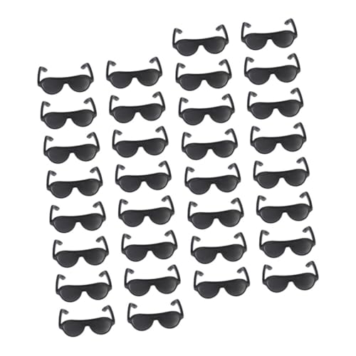 KONTONTY 50 Stück Puppenbrille Miniatur-Brille Für Puppe Kostümzubehör Für Minipuppen Puppe Verkleiden Zubehör Mini-Sonnenbrillen- Bastel- Mini Plastik Black von KONTONTY