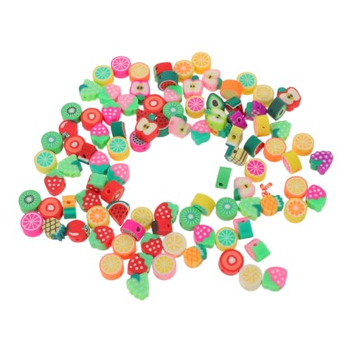 KONTONTY 500 Stück Polymer Clay Früchte Perlen Bunte Obstscheiben Spacer Beads für DIY Armband Halskette Schmuckherstellung Handgefertigte Bastelperlen von KONTONTY