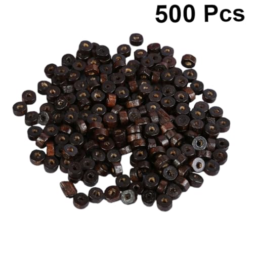 KONTONTY 500Stücke Holzperlen Lose Perlen für DIY Schmuckherstellung Zubehör für Armbänder und Bastelprojekte für Handwerk und Makramee Ketten von KONTONTY