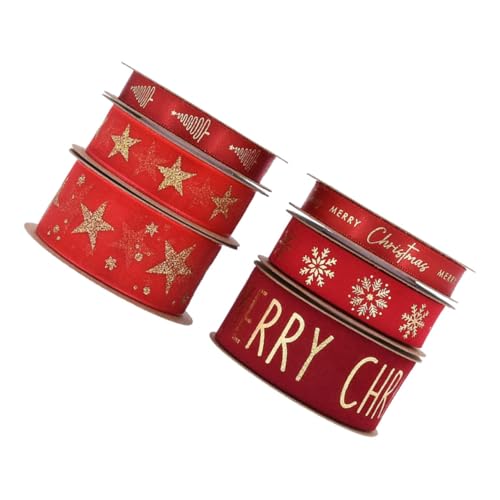 KONTONTY 6 Rollen Rotes Satinband mit Goldfolie Breites Glitzerndes Geschenkband für Weihnachtsdeko Flexible Organza Schleifenbänder für Obstkisten DIY Basteln Festtagsdekoration KONTONTY 6 Rollen Rotes Satinband mit Goldfolie Breites Glitzerndes Geschenkband für Weihnachtsdeko Flexible Organza Schleifenbänder für Obstkisten DIY Basteln Festtagsdekoration von KONTONTY