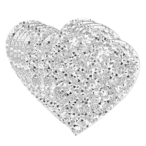 KONTONTY 6 Stück Herzförmige Strass Patches für Kleidung Dekorative Applikationen für Diy Projekte Geeignet für Shirts Hosen und Mehr Silberfarben Einfach Anzubringen von KONTONTY