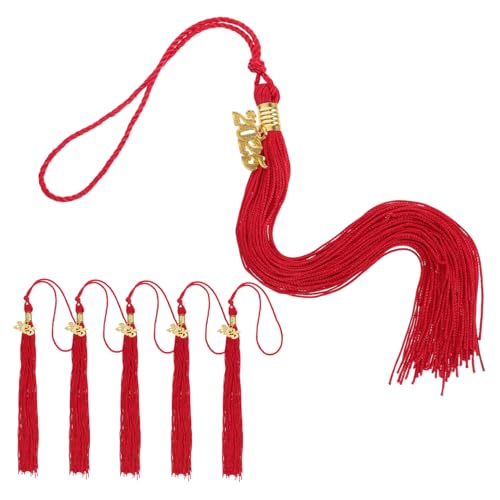 KONTONTY 6 Stück Junggesellenhut Quaste Hut schmücken Charme Quastenkappen Klasse von 2025 Quaste Abschlussfeier Kappendekorationen für den Abschluss Hut-Anhänger Polyester rot KONTONTY 6 Stück Junggesellenhut Quaste Hut schmücken Charme Quastenkappen Klasse von 2025 Quaste Abschlussfeier Kappendekorationen für den Abschluss Hut-Anhänger Polyester rot von KONTONTY