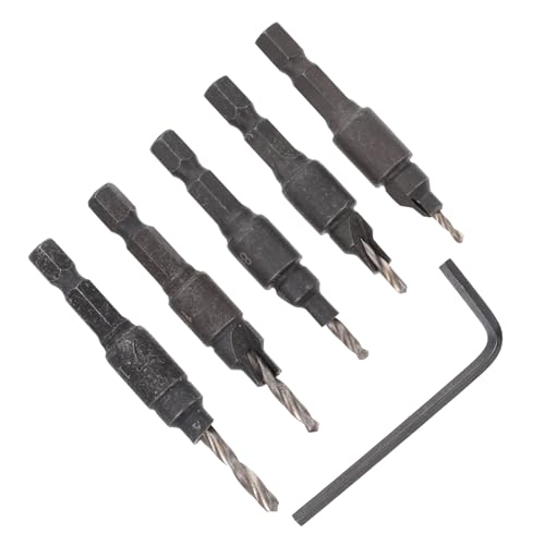 KONTONTY 6 Stück Lochsäge Bit holzbohrer set Sechskantschaft Bohrer Holzbearbeitung Senkerbohrer für fliesenbohrer Holzarbeiter Werkzeug Zimmerei-Lochöffner Hochgeschwindigkeitsstahl Black von KONTONTY
