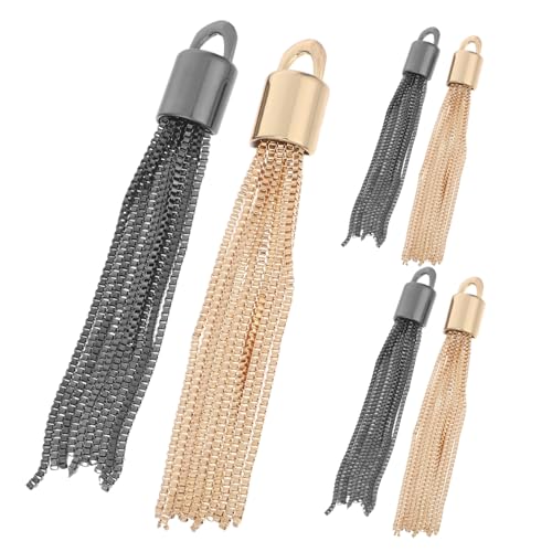 KONTONTY 6 Stück Mini Metall Quasten Anhänger für Schlüsselanhänger Taschen Charms DIY Schmuck Zubehör in Hellgold und Pistolenfarbe von KONTONTY
