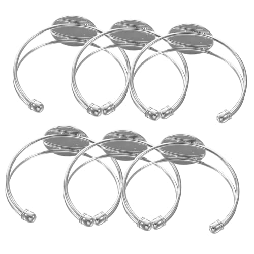 KONTONTY 6 Stück Runde Kupferplatte Y Förmige Verstellbare DIY Armband Basis für Schmuckherstellung Silberfarben Robust Langlebig für Cabochon und Anhänger KONTONTY 6 Stück Runde Kupferplatte Y Förmige Verstellbare DIY Armband Basis für Schmuckherstellung Silberfarben Robust Langlebig für Cabochon und Anhänger von KONTONTY