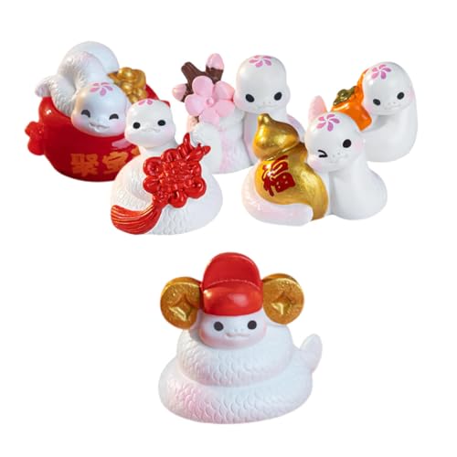 KONTONTY 6-teilige Miniatur-schlangenfiguren Kunstharz Deko Tierkreiszeichen Skulpturen Auto Armaturenbrett Ornament Mooslandschaftsdekor Miniatur von KONTONTY
