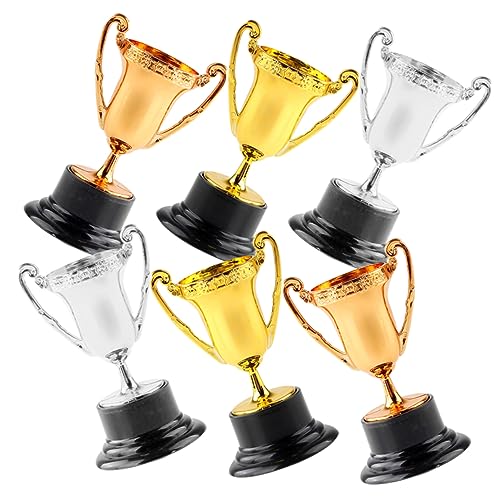 KONTONTY 6 Stück Teiliges Kleine Kunststoff Trophäen Gold Silber Bronze Dekorative Auszeichnungspokale für Party Deko Sportwettbewerbe und Feierlichkeiten Langlebig und von KONTONTY
