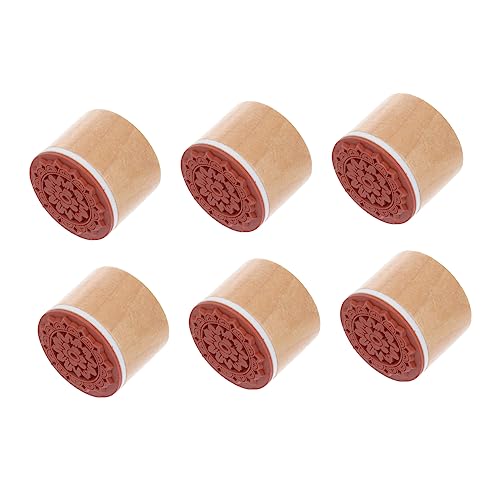 KONTONTY 6 Stück Teiliges Retro Holzstempel mit Runden Dekorativen Mustern für Scrapbooking Tagebuch und DIY Bastelprojekte Klare Motive Zufällige Vintage Designs für Geschenkanhänger und von KONTONTY
