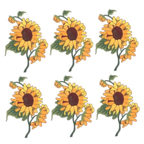 KONTONTY 6 Stück Teiliges Sonnenblumen Bügelpatches Bestickte Applikationen für Kleidung Taschen und DIY Projekte Einfach Anzuwenden Langlebig und Hautfreundlich von KONTONTY