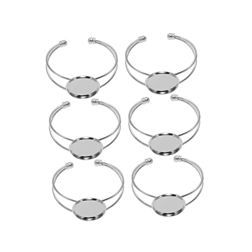 KONTONTY 6 Stück Teiliges Versilbertes Kupfer Y Form Armbandrohling Langlebige Metallarmbandbasis für DIY Schmuckherstellung Verstellbare Cabochon Lünette für Armbänder von KONTONTY