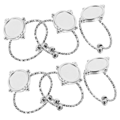 KONTONTY 6 Stück Teiliges Verstellbarer Ringrohlinge Diy Ringbasis zur Schmuckherstellung für Kreative Projekte und Einzigartige Fingerlinge von KONTONTY