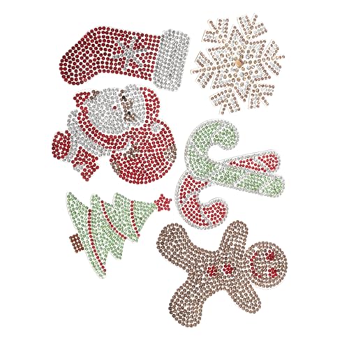 KONTONTY 6 Stück Teiliges Weihnachts-strass-patch Gingerbread-mann und Weihnachtsbaum Selbstklebende Diy-applikationen für Schuhe Hüte und Kleidung Vielseitige Bastelverzierungen für von KONTONTY